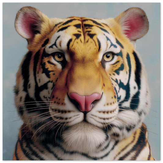 Tiger portrait pastel wall art print — bold safari wildlife artwork in soft pastel tones close up